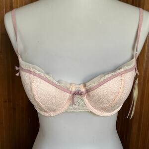 Elle Macpherson Intimates Spirit Bra Size 32D Peony Pink Lace Deadstock Y2K